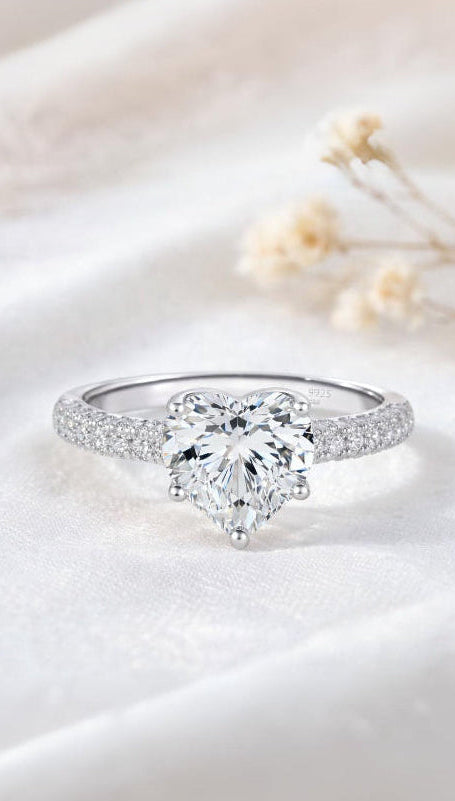 Anillo Corazón Brillo Ice – Plata 925 & Oro Blanco 18K