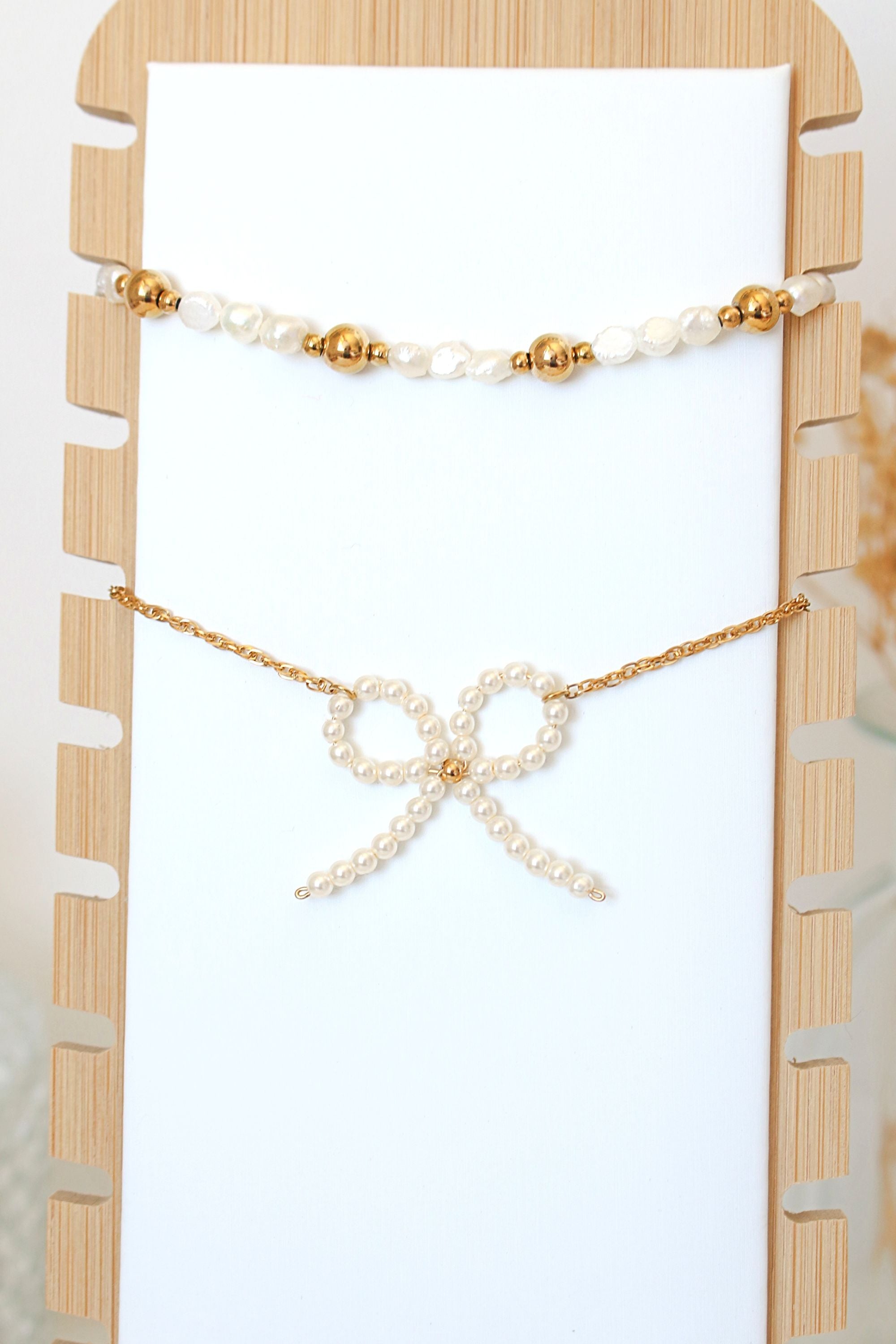 Collar Lazo de Perlas – Oro 24K
