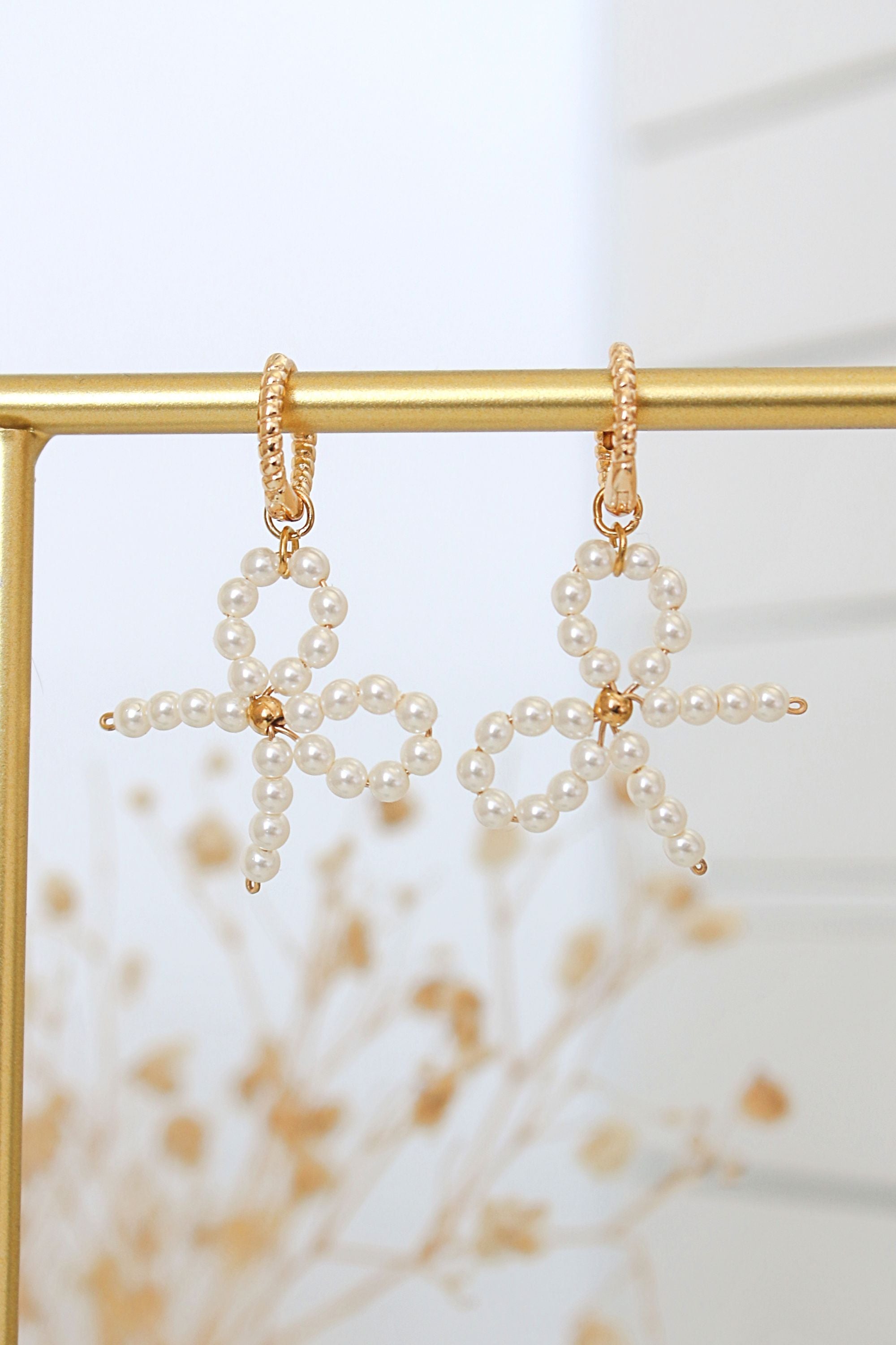 Pendientes Lazo Coquette de Perlas – Oro 24K